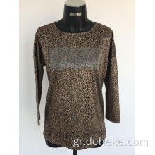 Γυναικεία πλεκτό Jacquard Leopard πουλόβερ